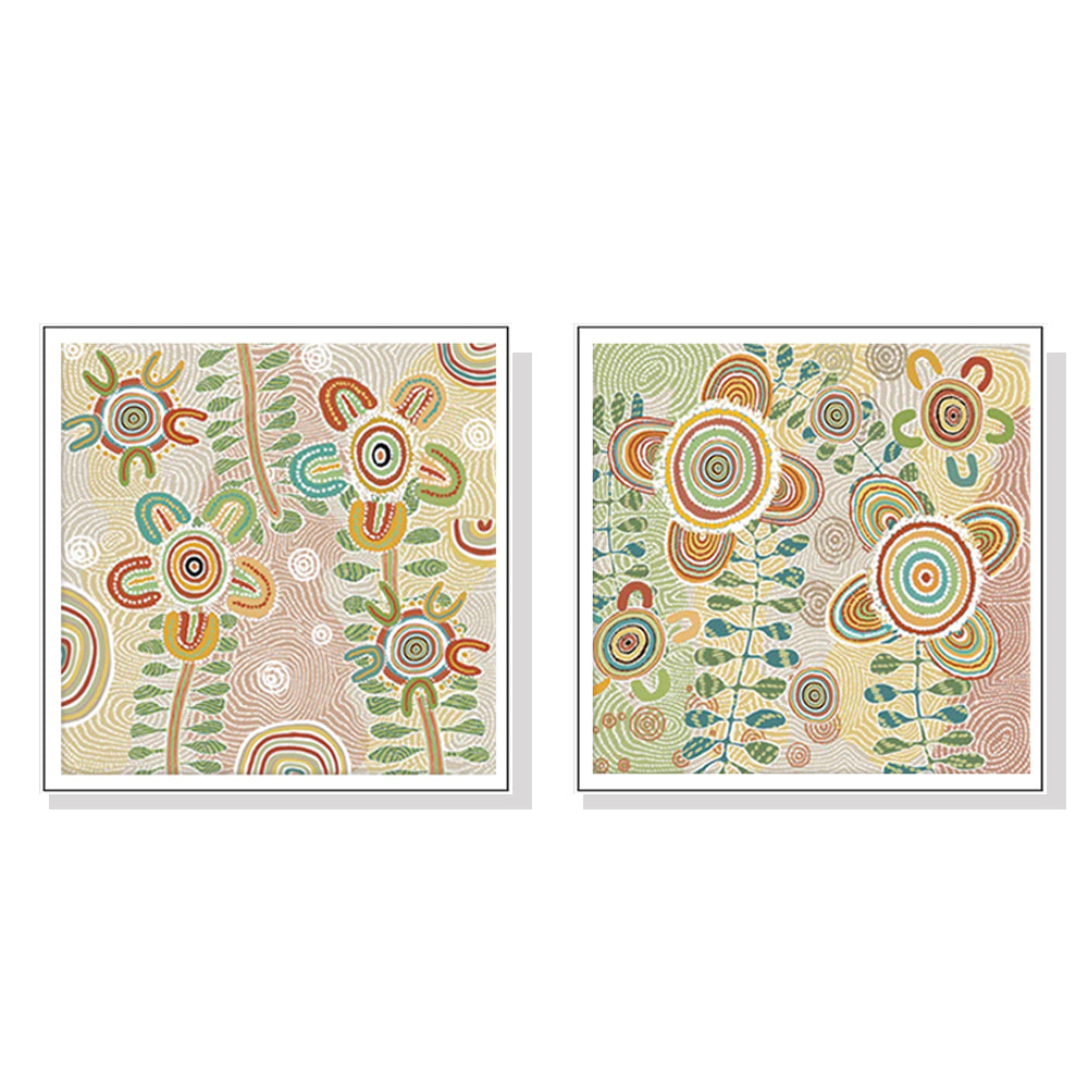 50cmx50cm Lovely Pattern 2 Sets White Frame Canvas Wall Art