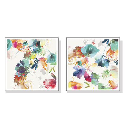 50cmx50cm Glitchy Floral 2 Sets White Frame Canvas Wall Art