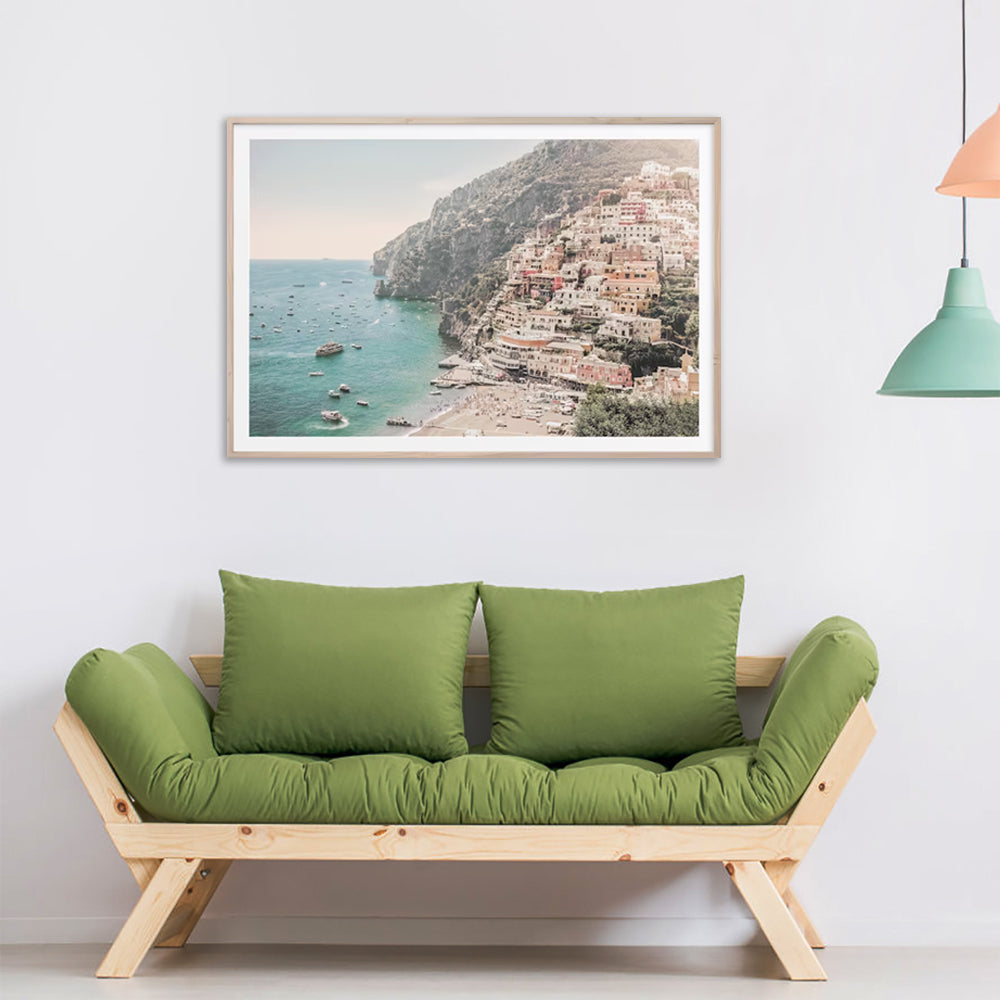 40cmx60cm Italy Amalfi Coast Wood Frame Canvas Wall Art