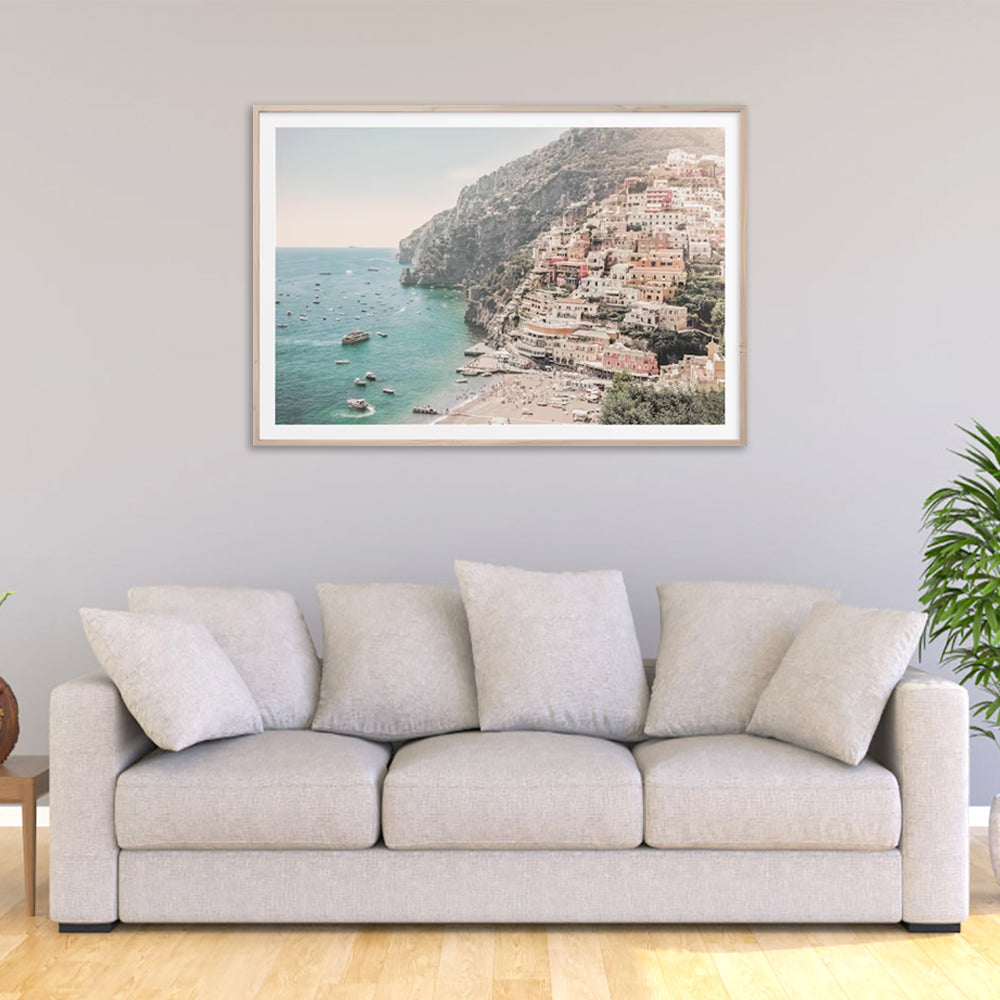 40cmx60cm Italy Amalfi Coast Wood Frame Canvas Wall Art