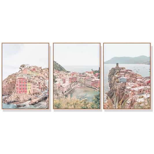 60cmx90cm Italy Cinque Terre 3 Sets Wood Frame Canvas Wall Art