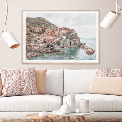 40cmx60cm Italy Cinque Terre Wood Frame Canvas Wall Art