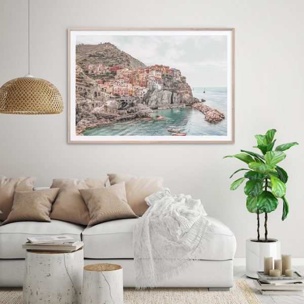 100cmx150cm Italy Cinque Terre Wood Frame Canvas Wall Art