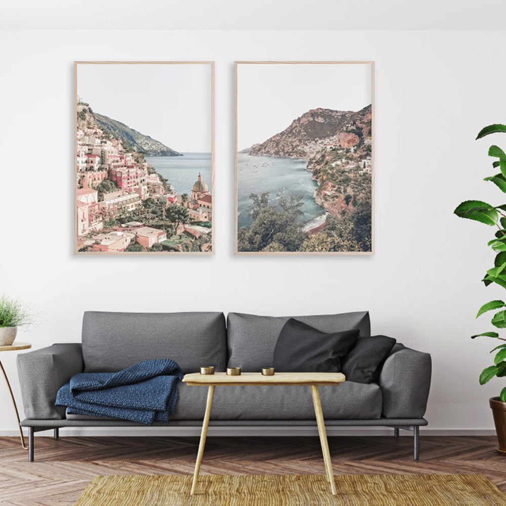 40cmx60cm Italy Positano 2 Sets Wood Frame Canvas Wall Art