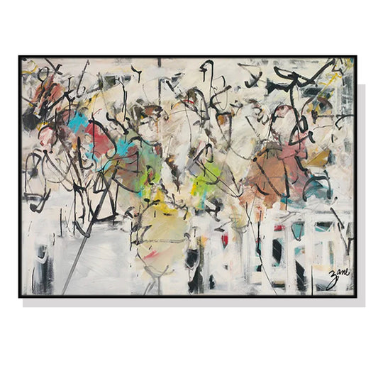 90cmx135cm Abstract White Dream Black Frame Canvas Wall Art