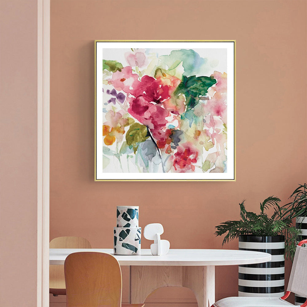 100cmx100cm Floral Brunch Gold Frame Canvas Wall Art