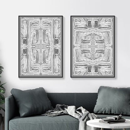 80cmx120cm Black White Pattern 2 Sets Black Frame Canvas Wall Art