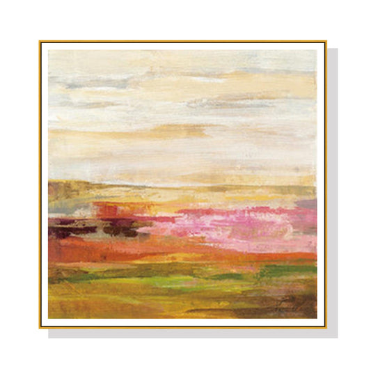 70cmx70cm Blooming Field Gold Frame Canvas Wall Art