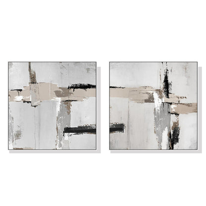 100cmx100cm Neutral Abstract 2 Sets White Frame Canvas Wall Art