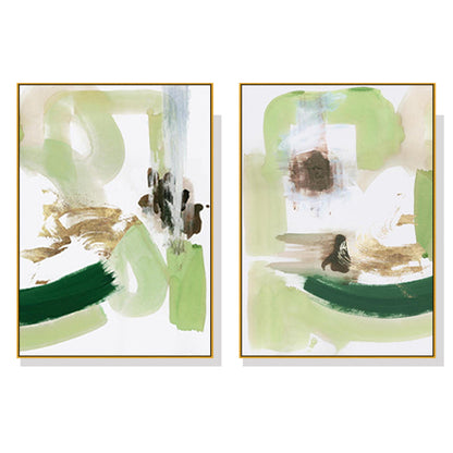 90cmx135cm Abstract Green Mint 2 Sets Gold Frame Canvas Wall Art