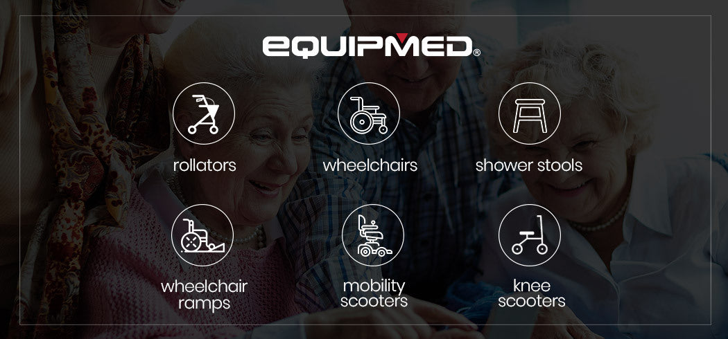 EQUIPMED Knee Walker Scooter Folding Mobility Alternative to Crutches Wheelchair