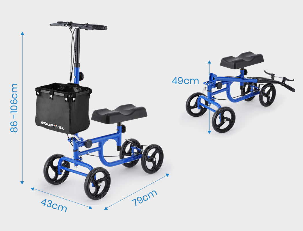 EQUIPMED Knee Walker Scooter Folding Mobility Alternative to Crutches Wheelchair