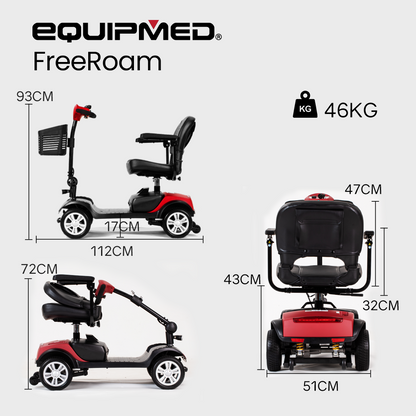 EQUIPMED Mobility Scooter Electric Motorised Power Portable 4 Wheel Folding