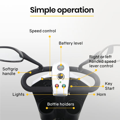 EQUIPMED Mobility Scooter Electric Motorized Ride On E-Scooter for Elderly Older Adult Handicap Aid