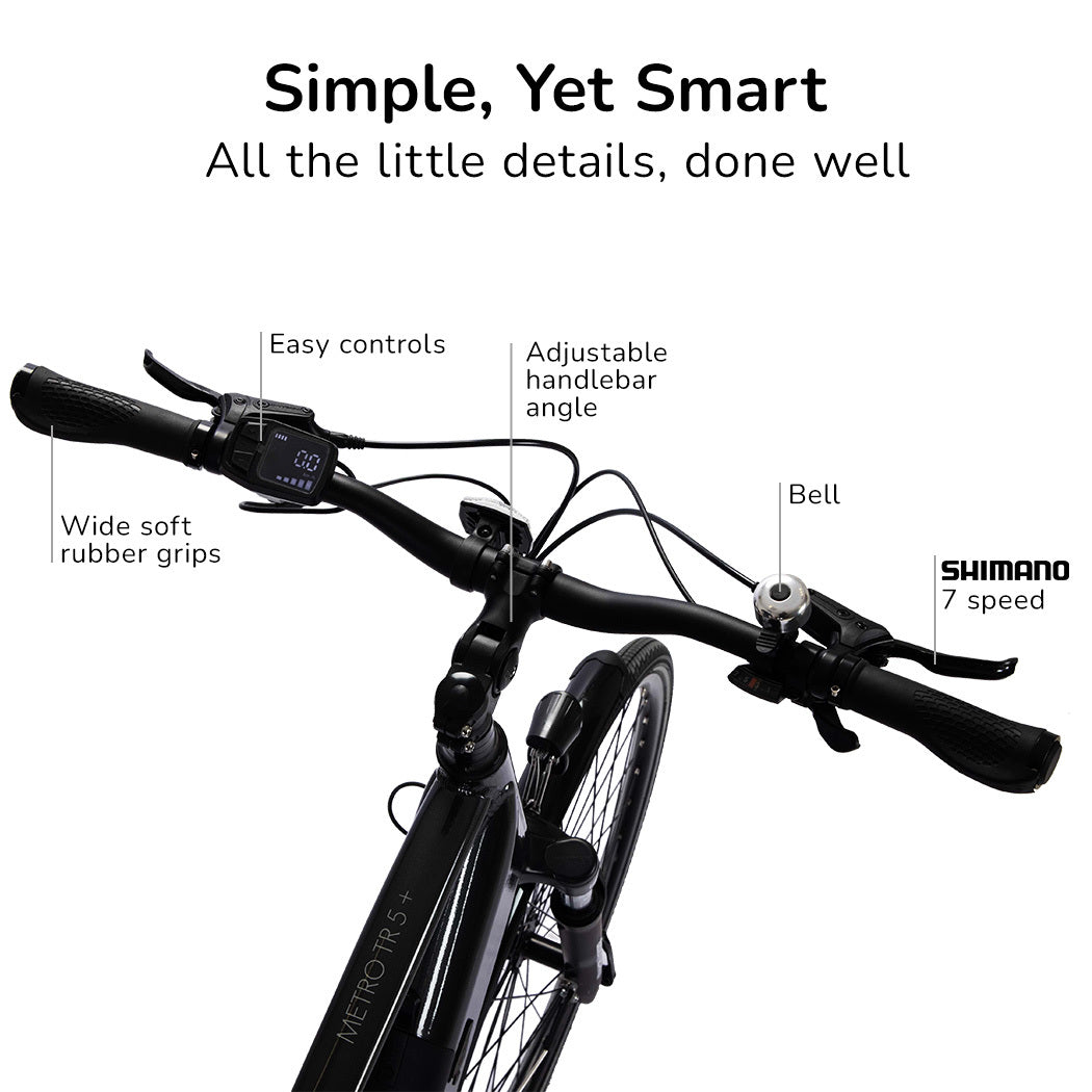 VALK Metro TR 5 + Electric Hybrid Bike, Gen II, Mid-Drive, Medium, Dark Grey