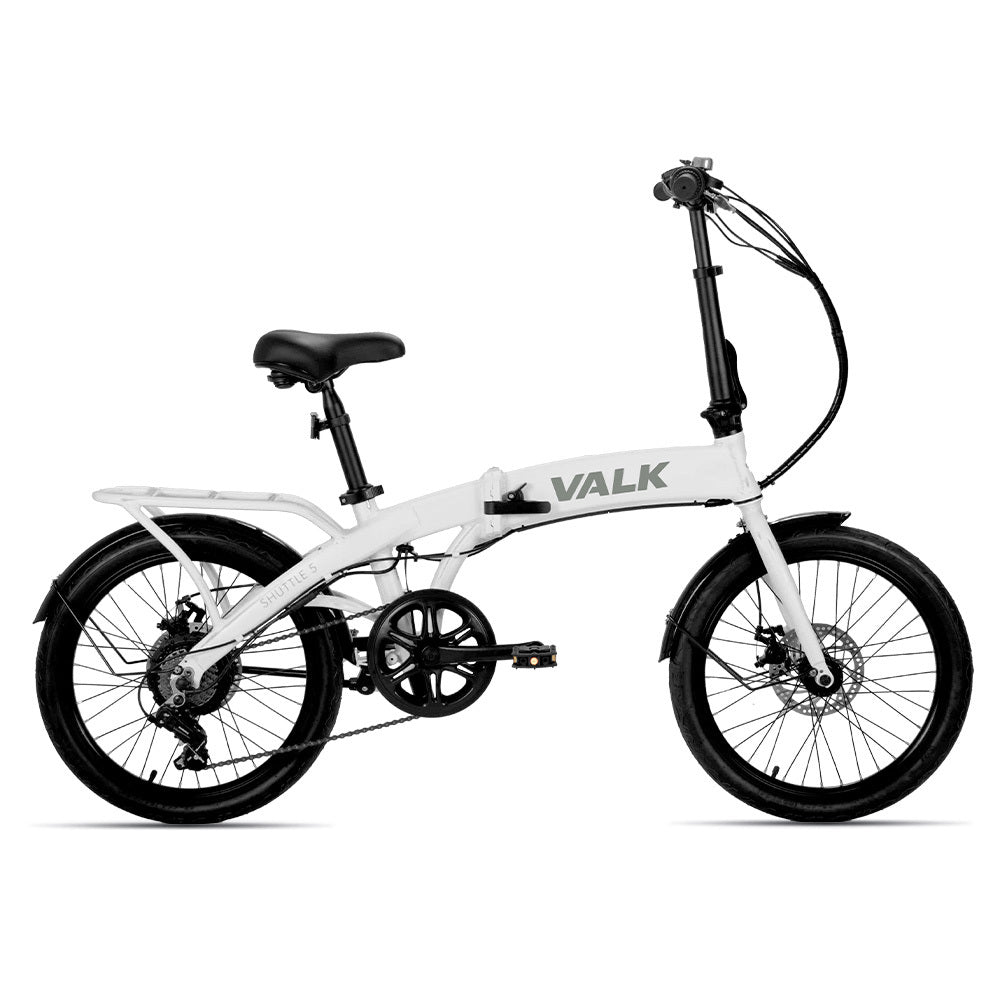 VALK Shuttle 5 Electric Folding Bike, Gen II, 20" Tyres, Shimano 7-Speed, White