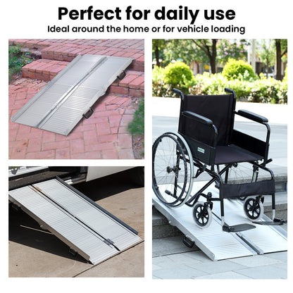 EQUIPMED 152cm Portable Folding Aluminium Access Ramp, 272kg Rated, for Wheelchair, Mobility Scooter, Rollator