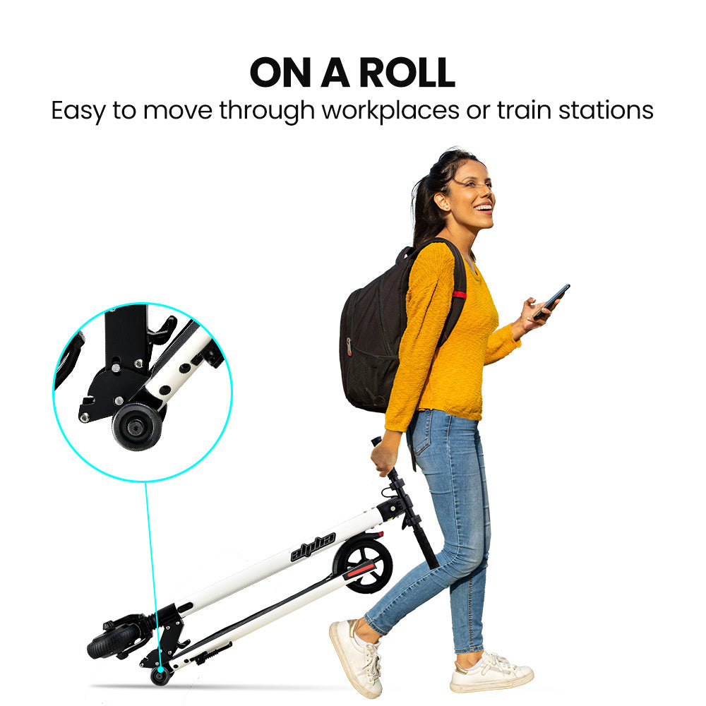 ALPHA Peak Electric Scooter 300W Power Up to 25km/h Adult Teens E-Scooter Easy Fold, White