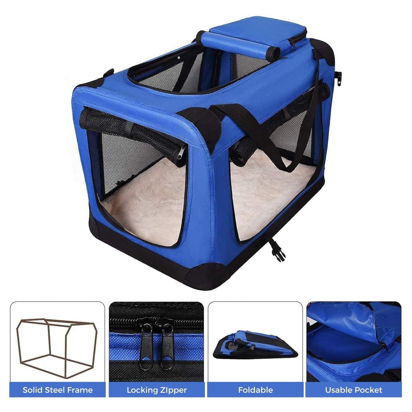 FLOOFI Portable Pet Carrier-Model 1-XL Size (Blue) FI-PC-147-KPT