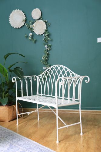 White Lavinia Iron Outdoor Bench