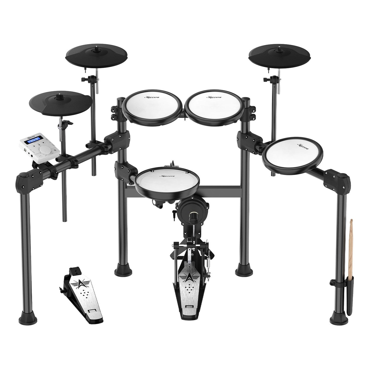 Karrera X23 Electronic Drum Kit With Quiet Mesh Drum Heads, Editable Sound Kits, Kick Pedal And Silicone Kick Drum, Usb Midi And 420 Sound