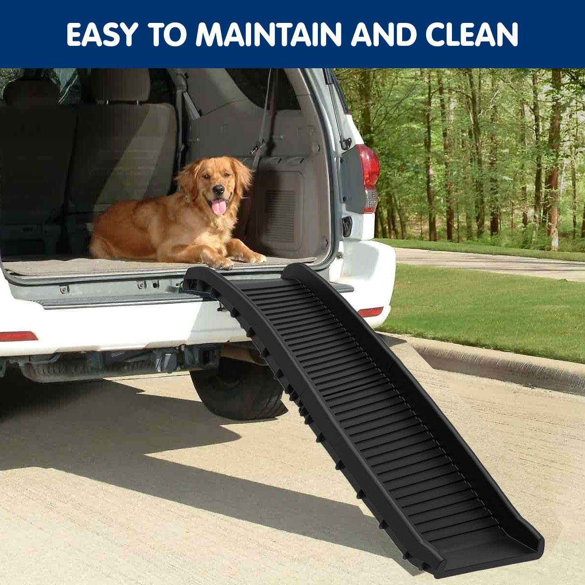 Furtastic Foldable Car Dog Ramp Vehicle Ladder Step Stairs - Black