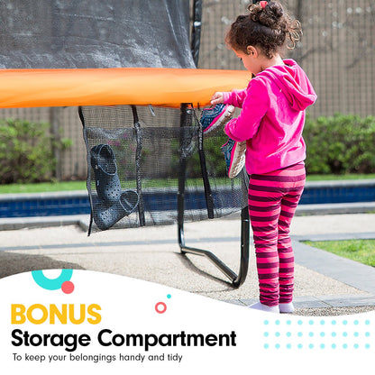 Kahuna 10ft Outdoor Trampoline Kids Children With Safety Enclosure Mat Pad Net Ladder Basketball Hoop Set - Orange