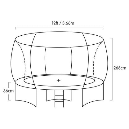 Kahuna 12ft Trampoline Free Ladder Spring Mat Net Safety Pad Cover Round Enclosure - Orange