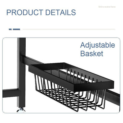 95cm Double Tier Dish Drying Rack Holder Drain caddy Kitchen Drainer Storage Over Sink Organiser