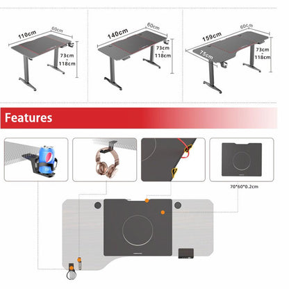 Gaming Standing Desk Home Office Lift Electric Height Adjustable Sit To Stand Motorized Standing Desk 1460