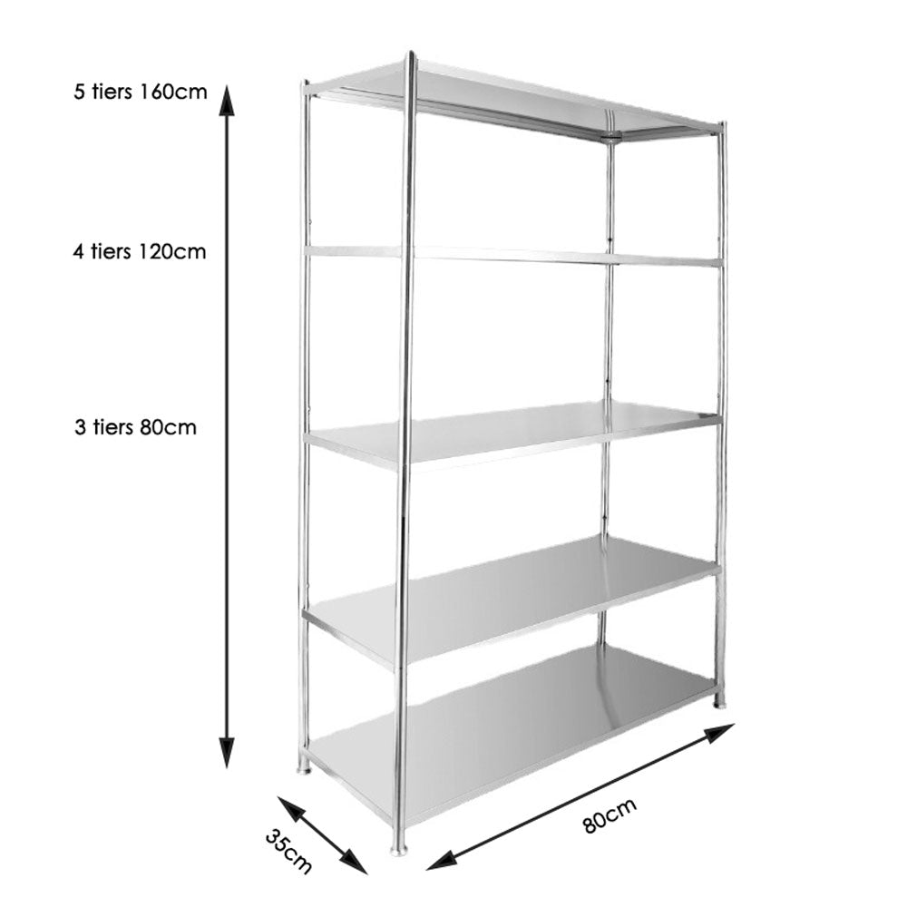 3 Tiers 80cm Height Stainless Steel Kitchen Microwave Oven Storage Rack Multilayer Organizer for Cookware