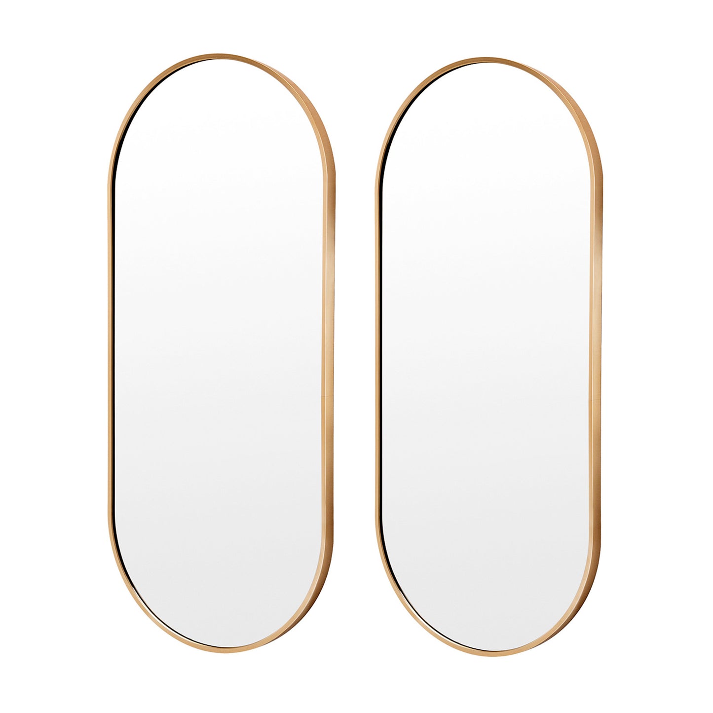 2 Set La Bella Gold Wall Mirror Oval Aluminum Frame Makeup Decor Bathroom Vanity 45x100cm