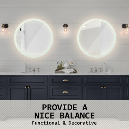 La Bella LED Wall Mirror Round Touch Anti-Fog Makeup Decor Bathroom Vanity 80cm