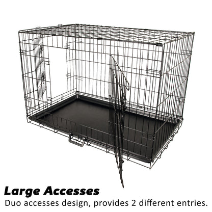 Paw Mate Wire Dog Cage Crate 24in with Tray + Cushion Mat + Blue Cover Combo