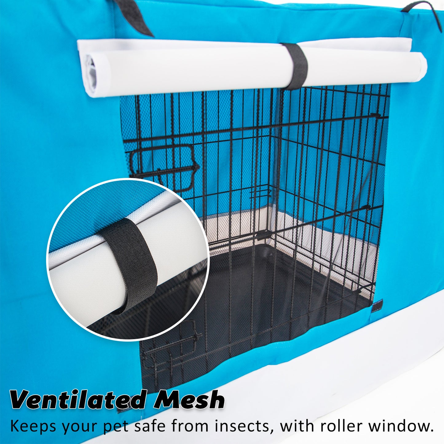 Paw Mate Wire Dog Cage Crate 30in with Tray + Cushion Mat + Blue Cover Combo