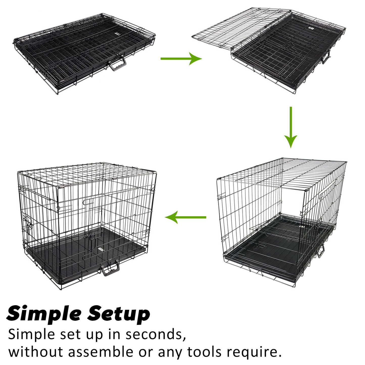 Paw Mate Wire Dog Cage Crate 30in with Tray + Cushion Mat + Blue Cover Combo