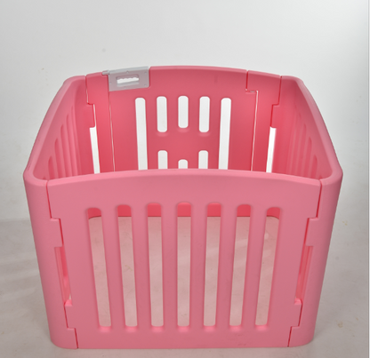 YES4PETS 4 Panel Plastic Pet Pen Pet Foldable Fence Dog Fence Enclosure With Gate Pink