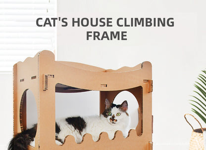 YES4PETS Cat Cardboard House Tower Condo Scratcher Pet Post Furniture Double Storey