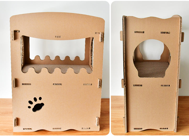 YES4PETS Cat Cardboard House Tower Condo Scratcher Pet Post Furniture Double Storey