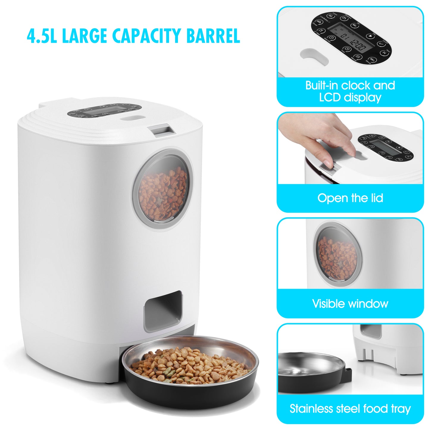 YES4PETS 4.5L Visible Automatic Digital Pet Dog Cat Feeder Food Bowl Dispenser