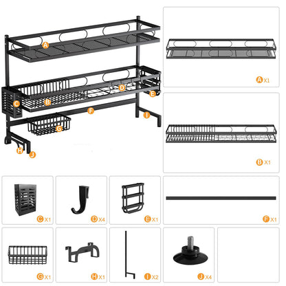 65cm 3 tier Over Single Sink Dish Drying Rack Drainer Kitchen Cutlery Holder Storage Organizer