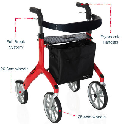 Let's Fly Mobility Rollator Wheelie Walker - White