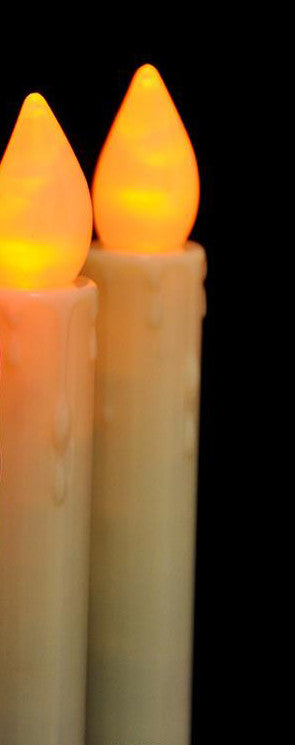 3 Pack Taper Stick White Battery Candle - Natural Flame Light Colour No Flicker - Gold Stand Base