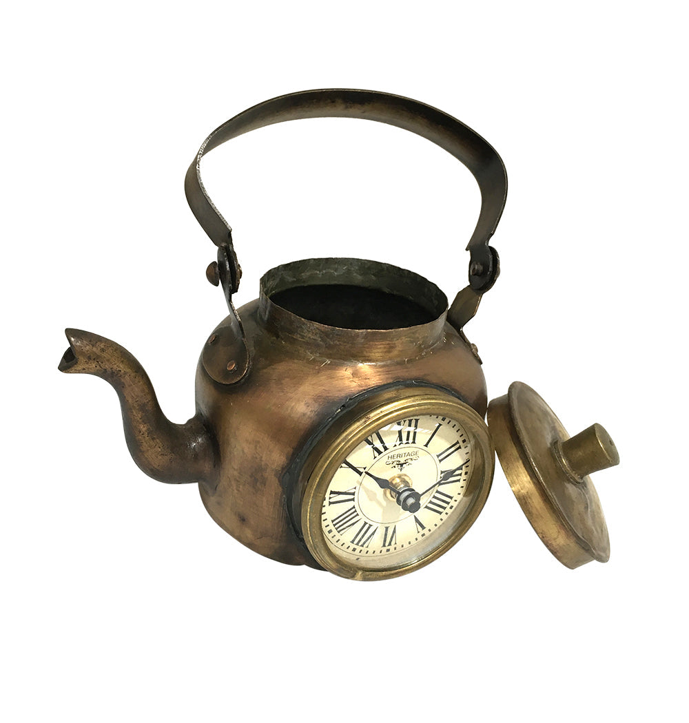 Table Clock - Old Brass Tea Kettle