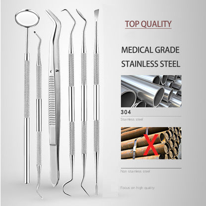 Stainless Steel Dental Tools Set Oral Care Kit with Metal Storage Case