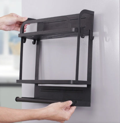 Magnetic Kitchen Fridge Storage Rack Double Layer