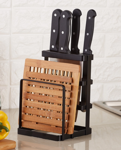 Knife & Chopping Board Shelf Stand Black