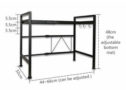 Adjustable Width & Height Microwave Shelf Black