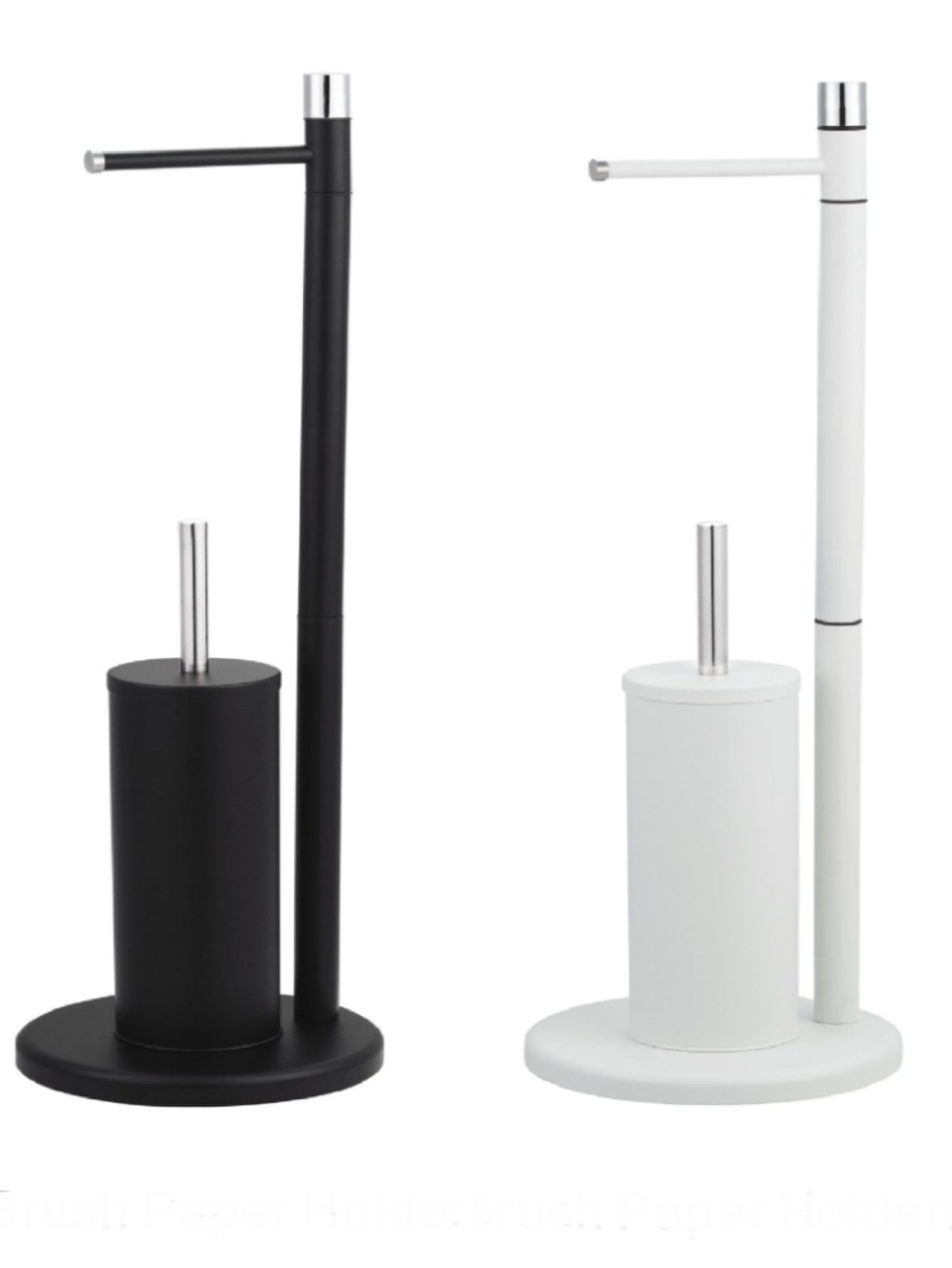 Toilet Brush & Paper Roll Holder Set Black