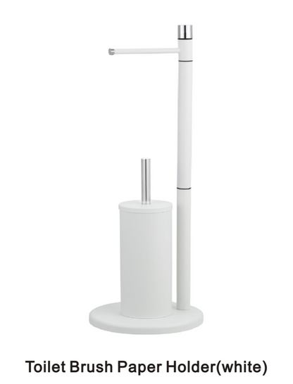 Toilet Brush & Paper Roll Holder Set White